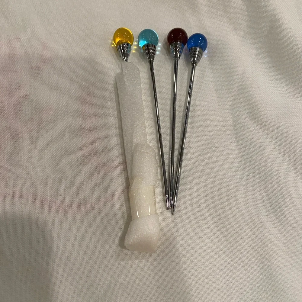 Vintage food metal silver Multicolor martini cocktail picks. yellow purple blue